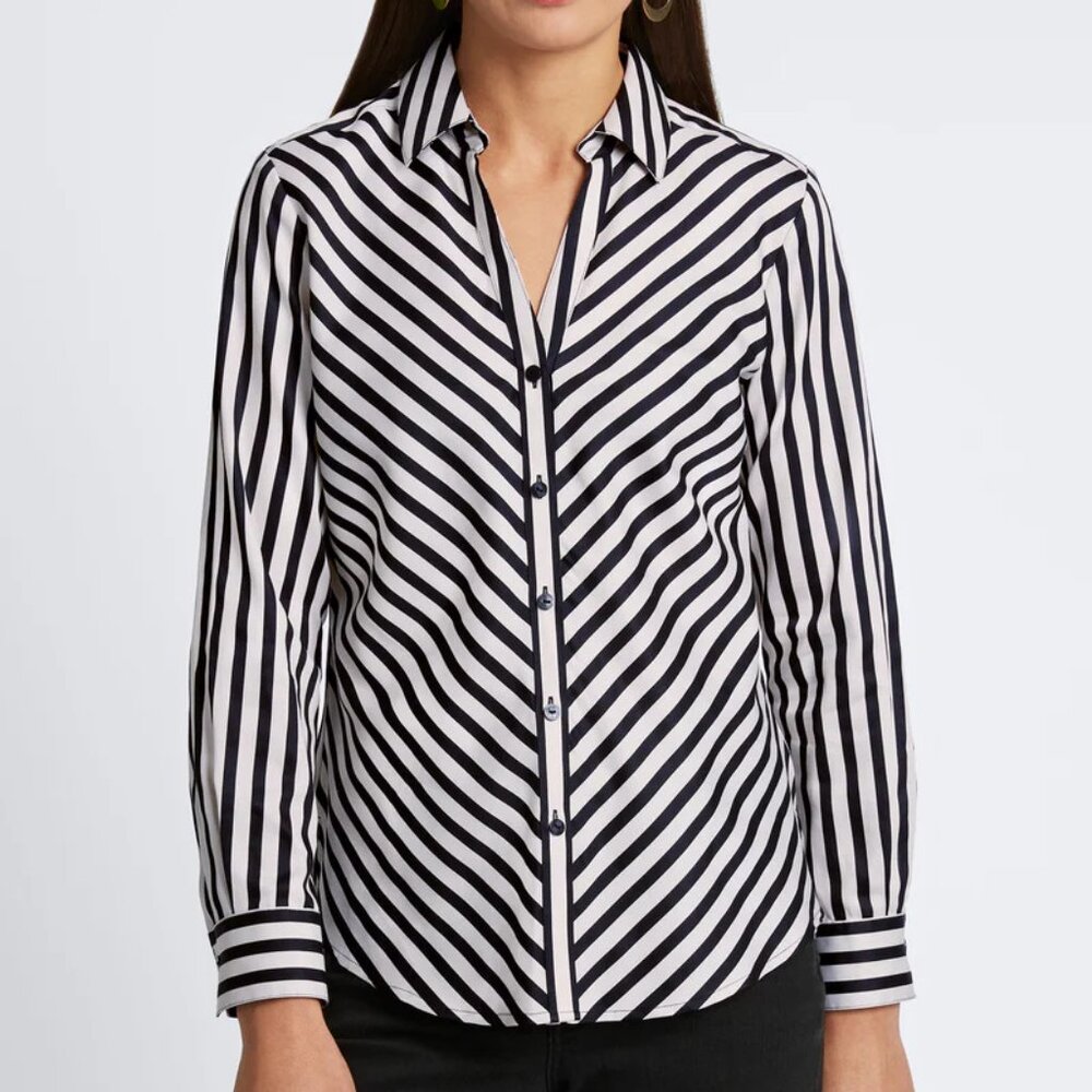 NWT Fox Croft Mary Essential Stretch No Iron Stripe & Gingham Shirt